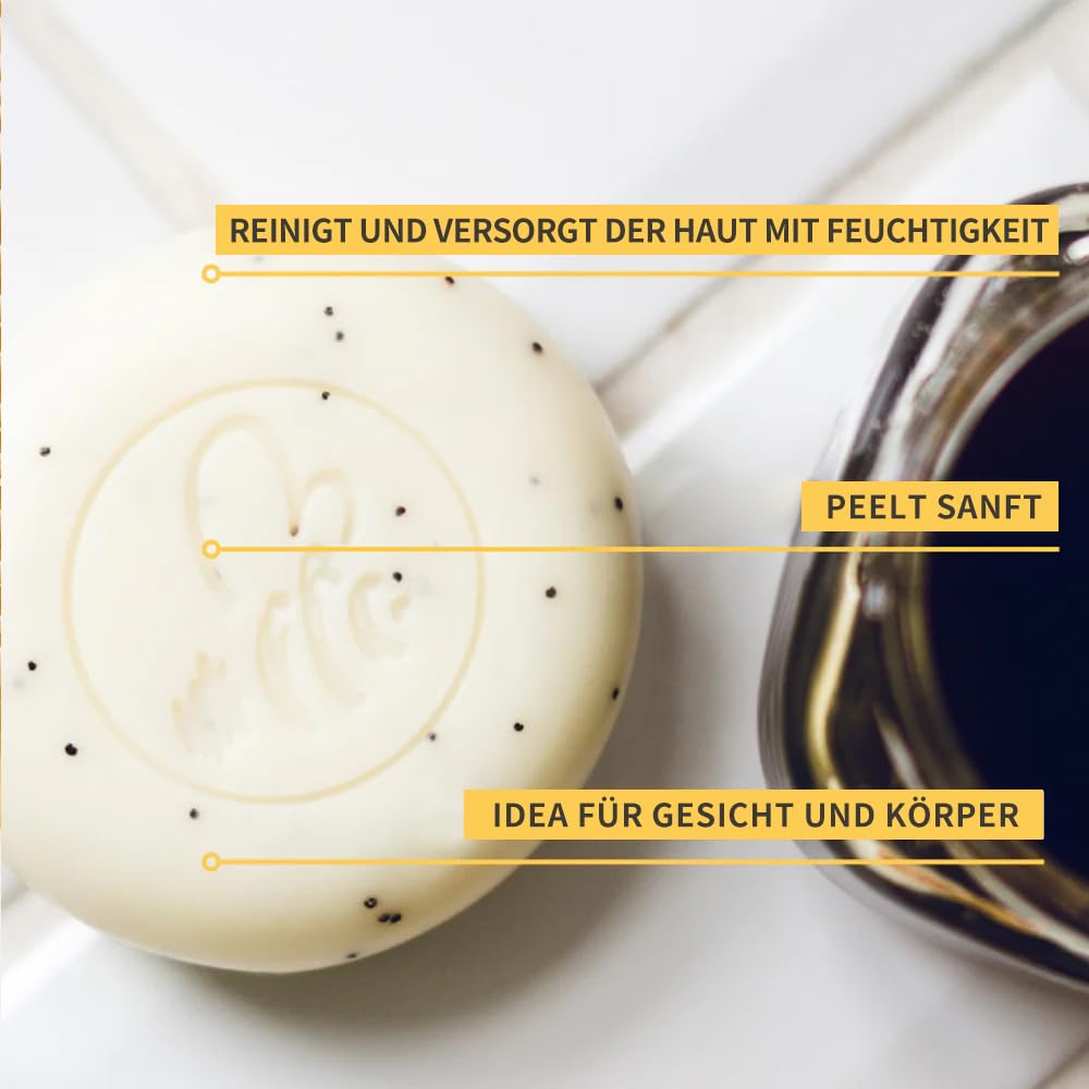 Peeling-Handschuh & Bio-Honig-Seifen-Set, Peeling-Seife + Peeling-Handschuhe Grau