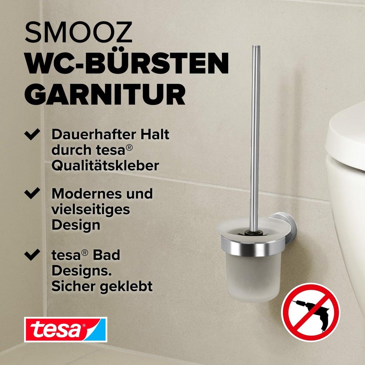 WC-Garnitur Smooz, 137 mm x 97 mm x 410 mm Toilettenbürsten-Set