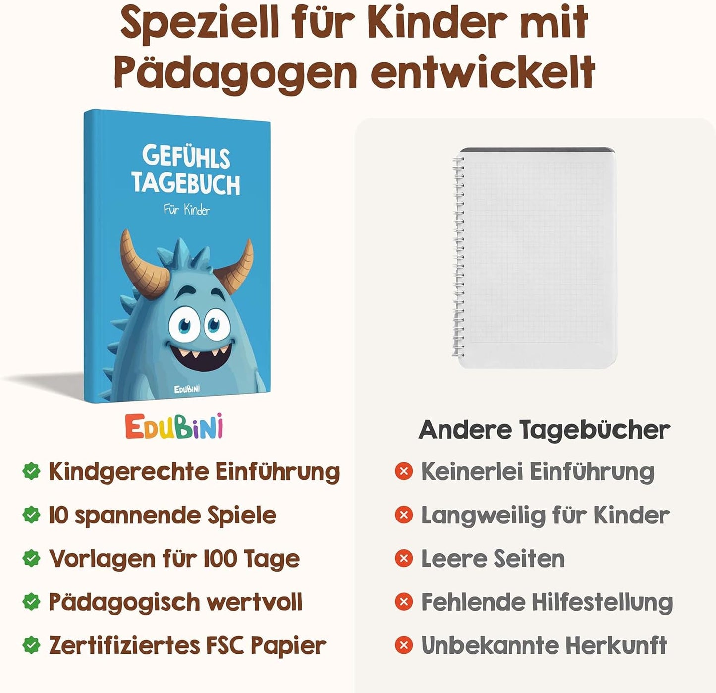 Gefühlstagebuch für Kinder mit Spielen, blau