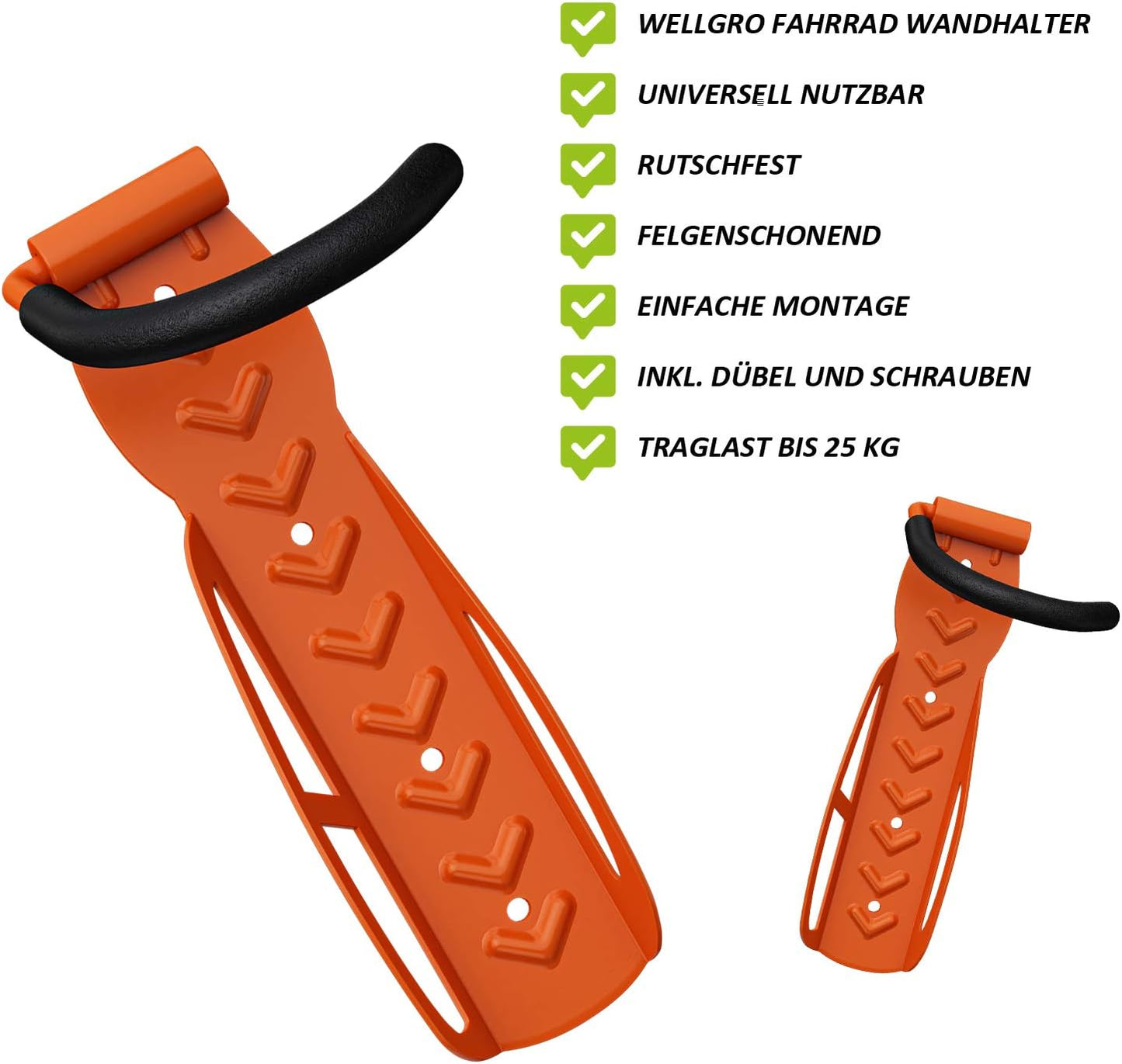 Velohalter Wandmontage, 4er-Pack, Orange