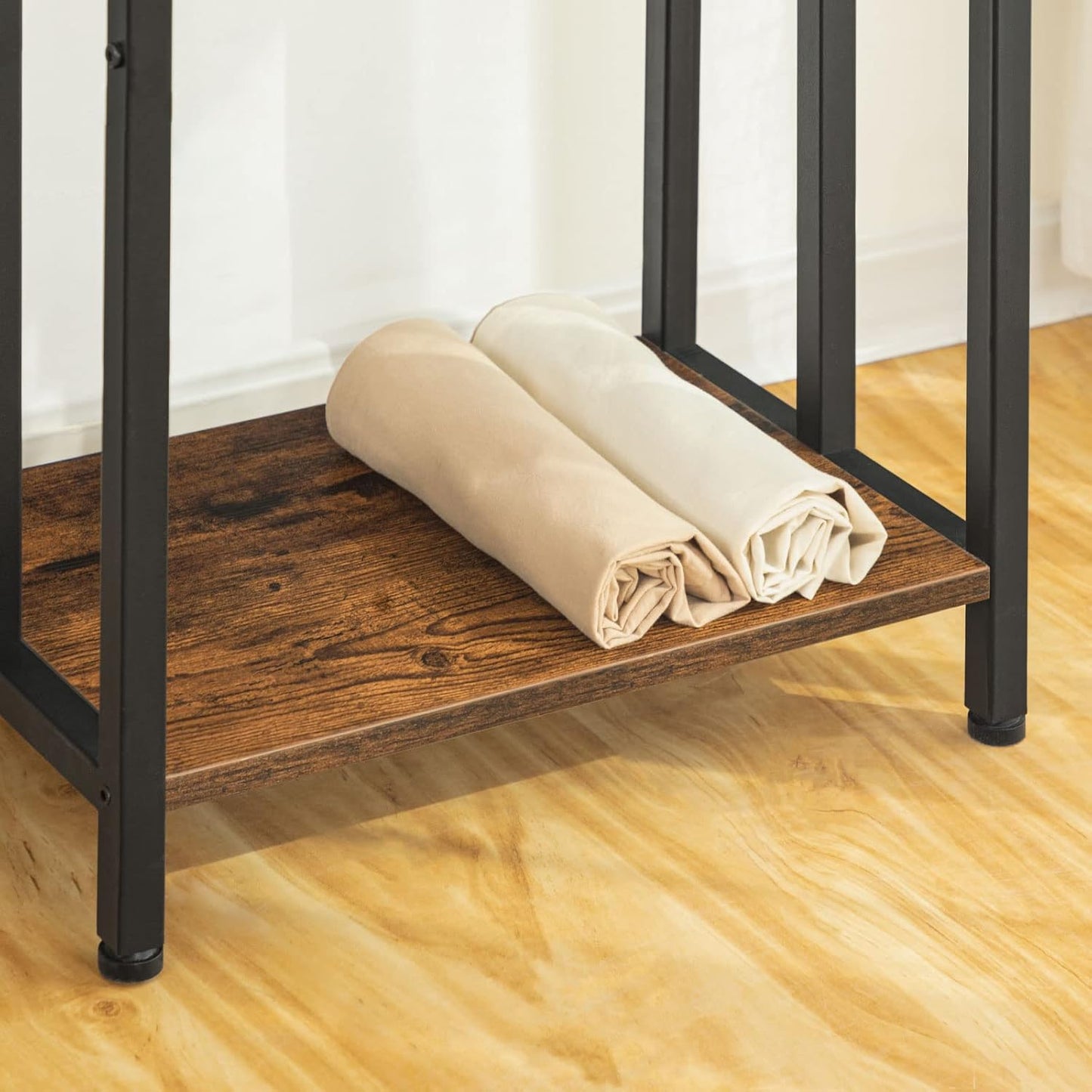 Handtuchständer mit 3 Stangen, 43 x 28 x 81 cm Dunkelbraun + Schwarz