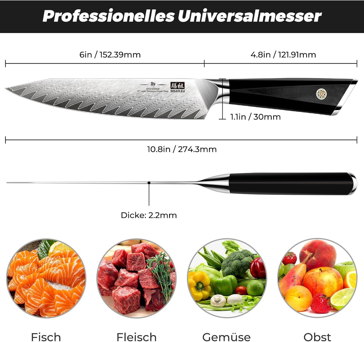 GYO Series - rostfreies Küchenmesser, Allzweckmesser 15cm