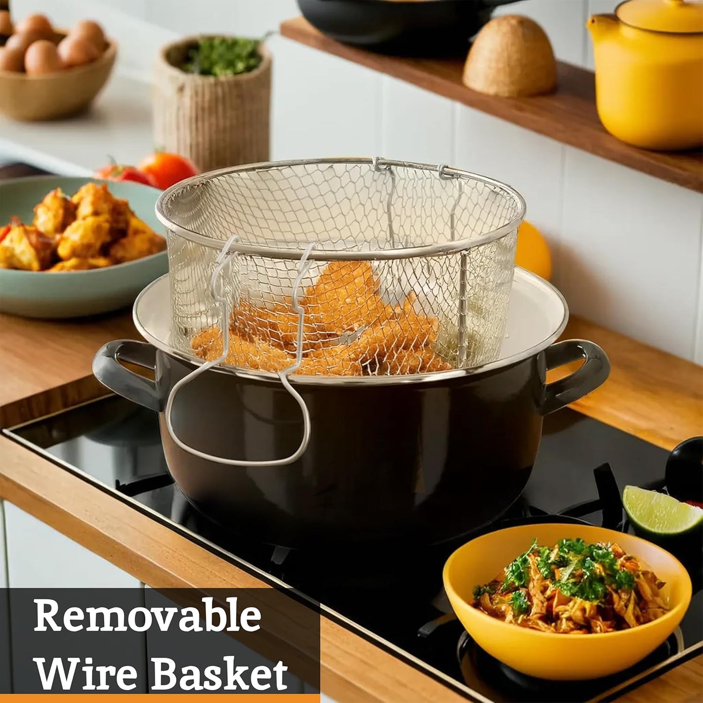 Fritteuse-Topf, 5 Liter, Schwarz Fritteuse