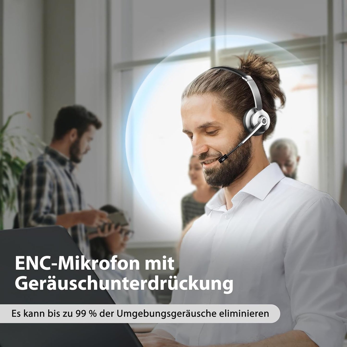 Bluetooth-Headset mit USB-Dongle & Ladestation, Black/grey
