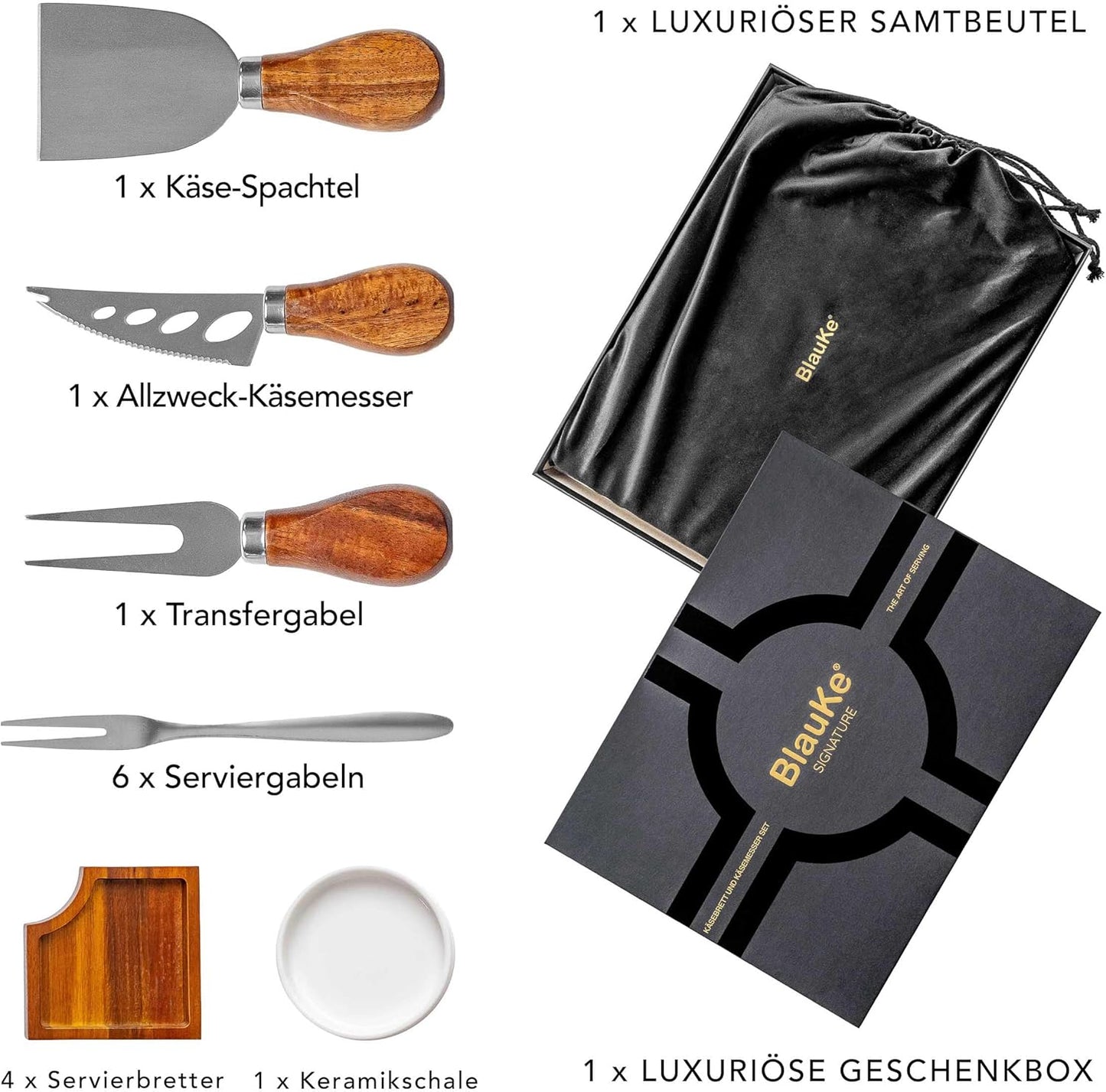 Käsebrett mit Käsemesser-Set, Akazie