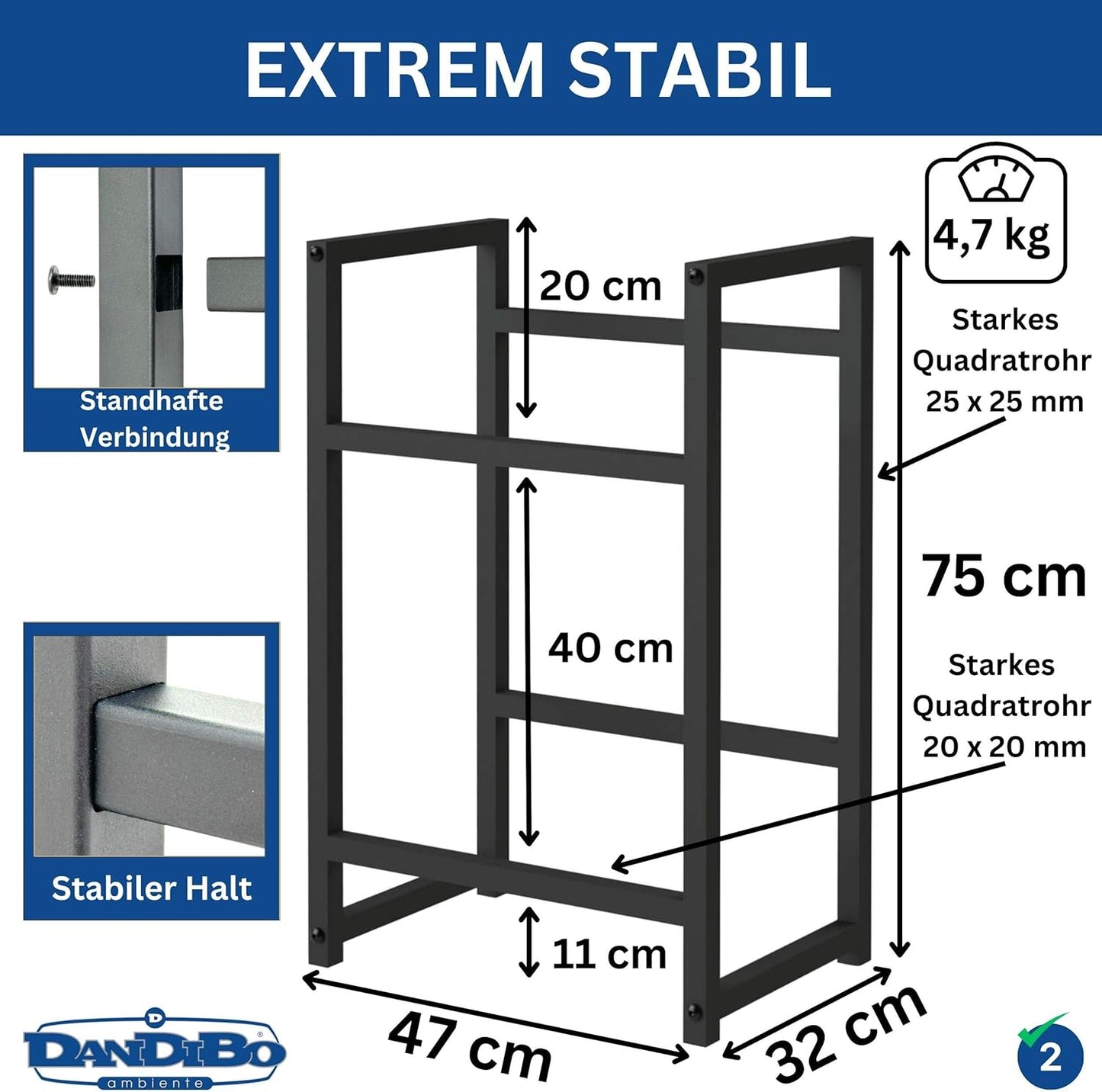 Getränkekistenregal für 2 Kisten, 2 Kisten Breite 47 cm / Hoch k.A.