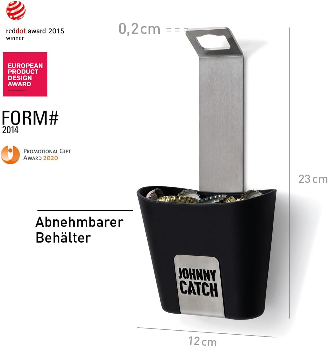Wandflaschenöffner mit Auffangbehälter, Silber