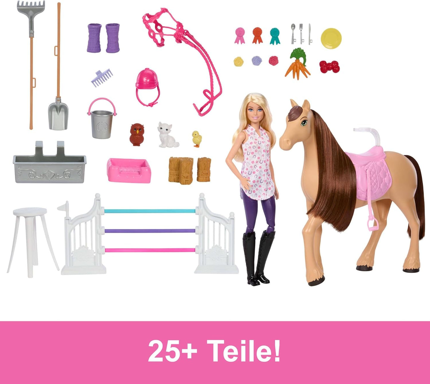 Spielzeugstall-Spielset mit Puppe & Pferd