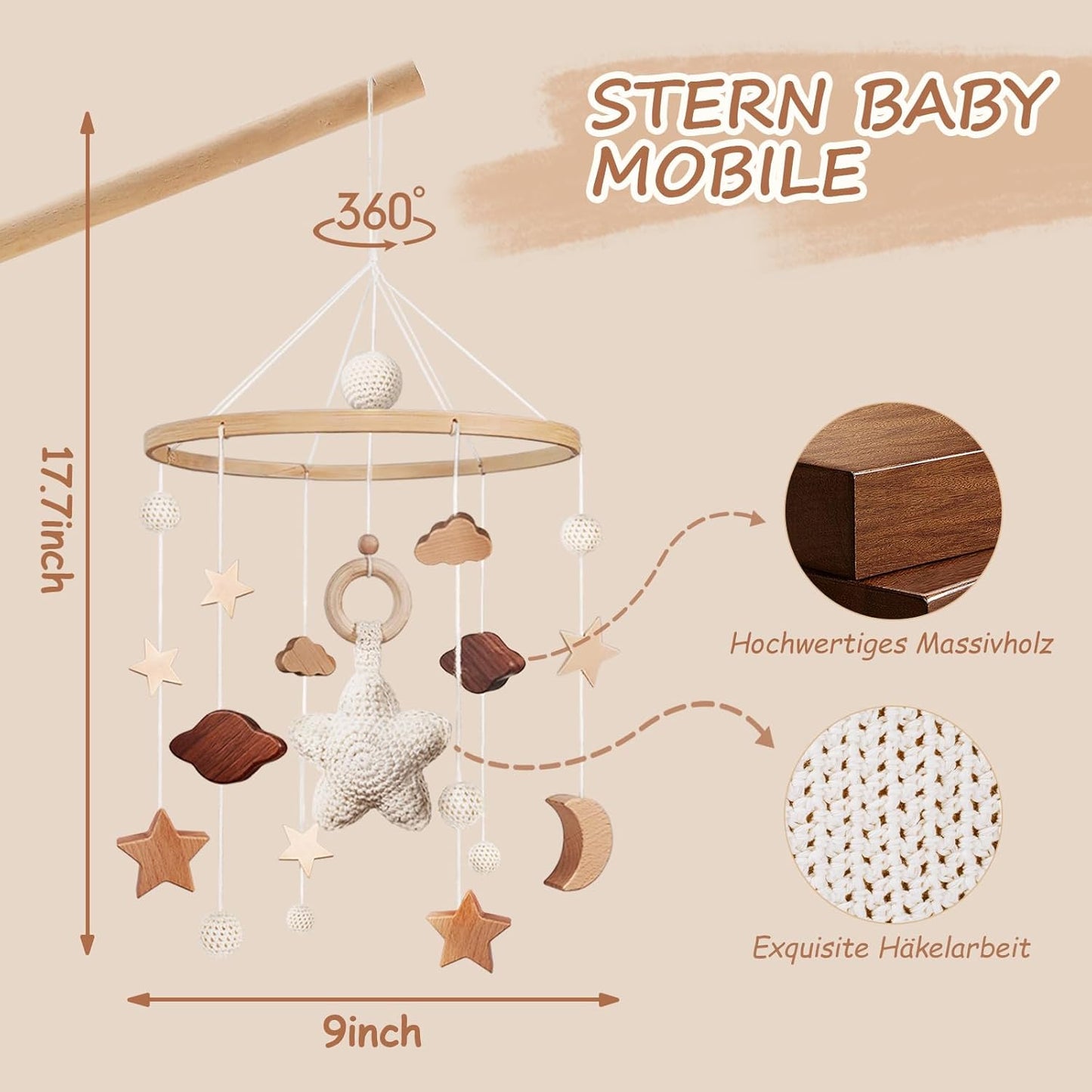Babymobile mit Sternen, Stern-beige B
