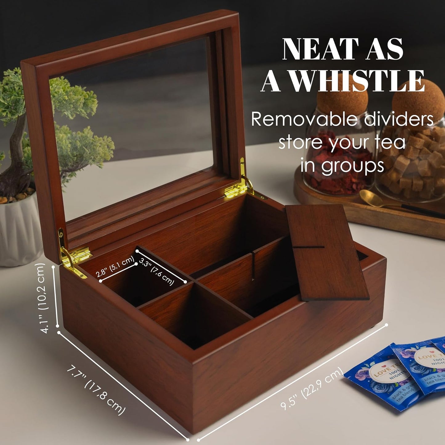 Tee-Aufbewahrungs-Box, Walnut 6-Compartment