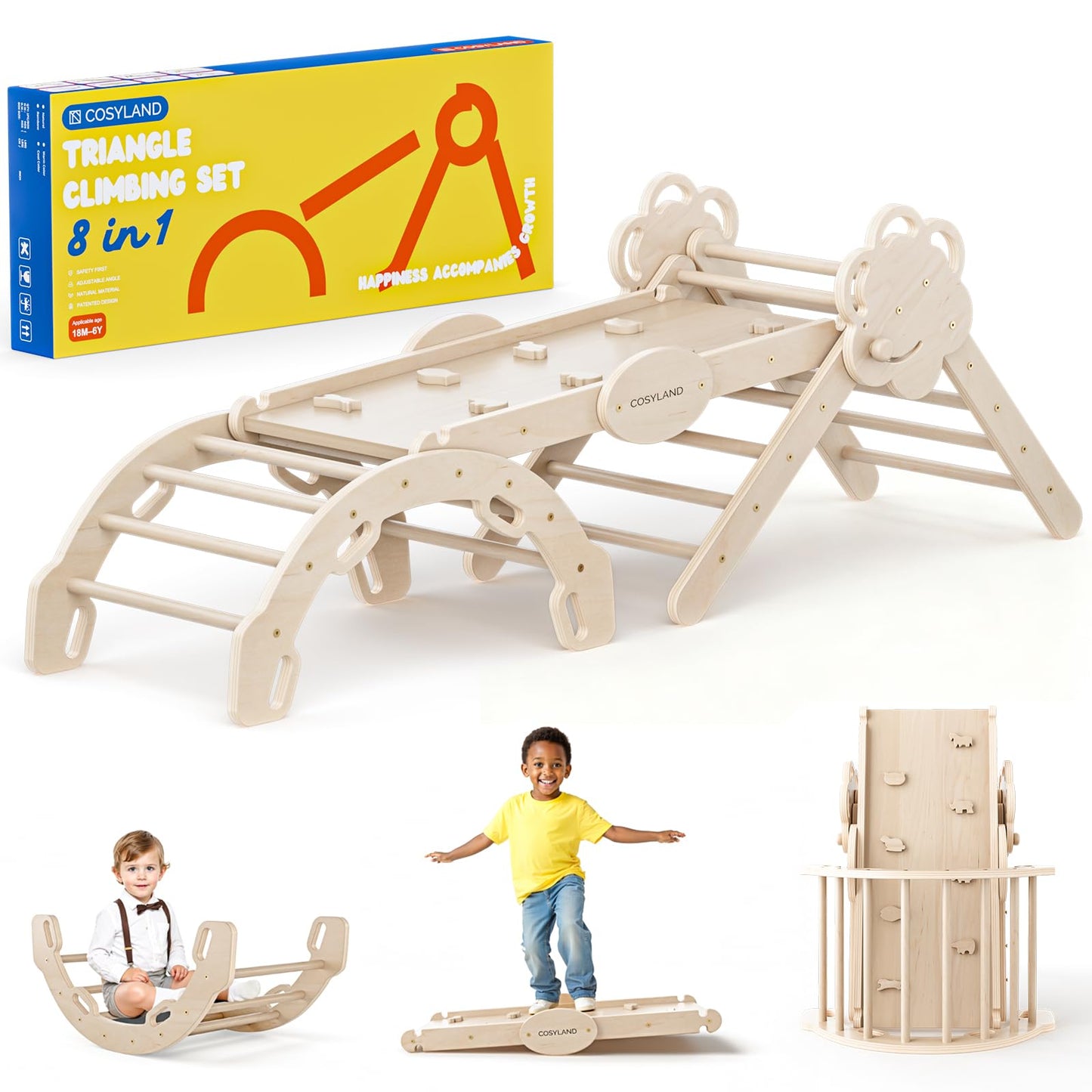 8-in-1 Klettergerüst-Set, Natur/Hellholz