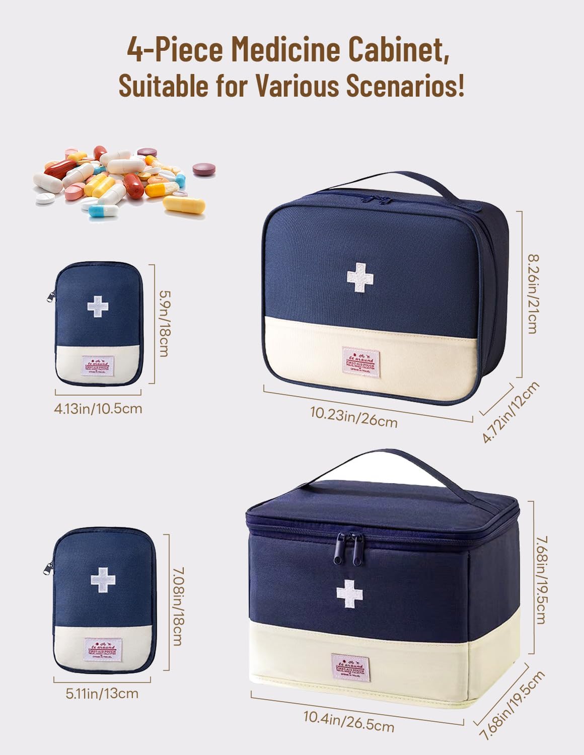 Medikamententaschen-Set für Reisen, Blau