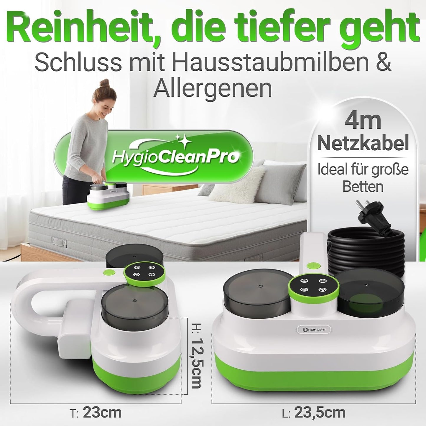 Milbensauger für Matratzen & Polster mit UV-C Licht, Gerät