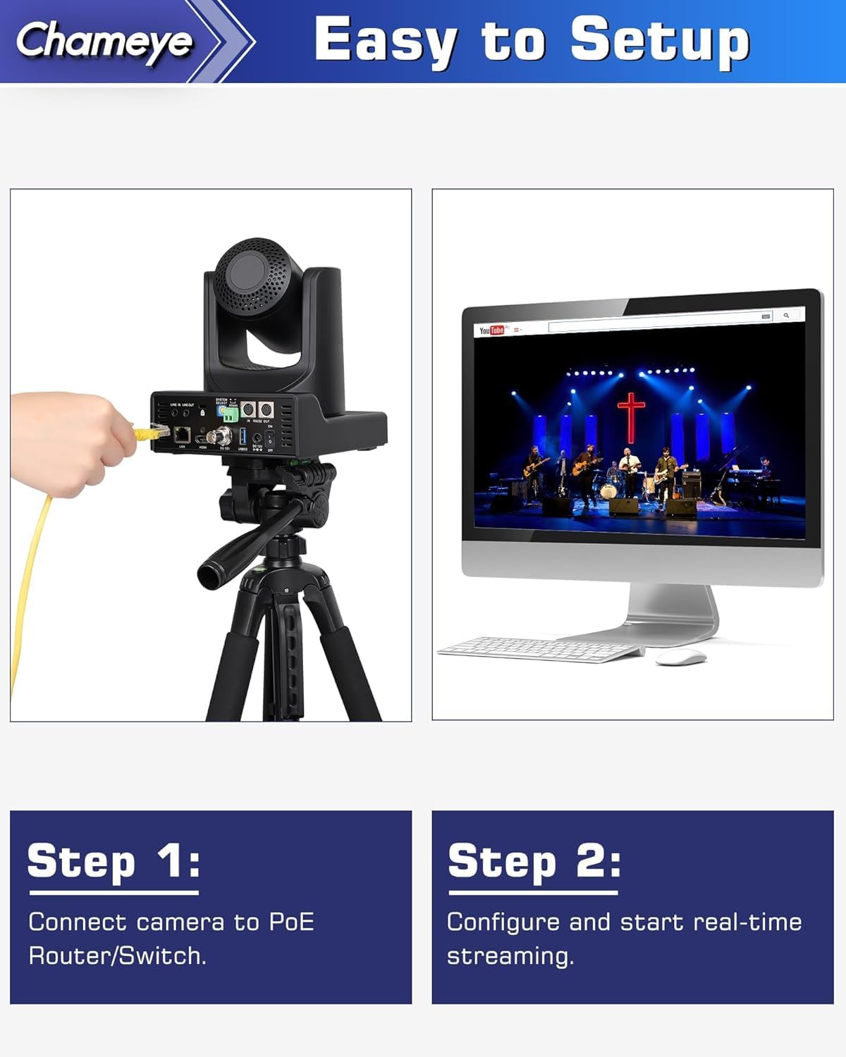 NDI PTZ Kamera 20x Zoom mit KI-Tracking 1080P, 20x NDI SDI Kamera KI-Tracking