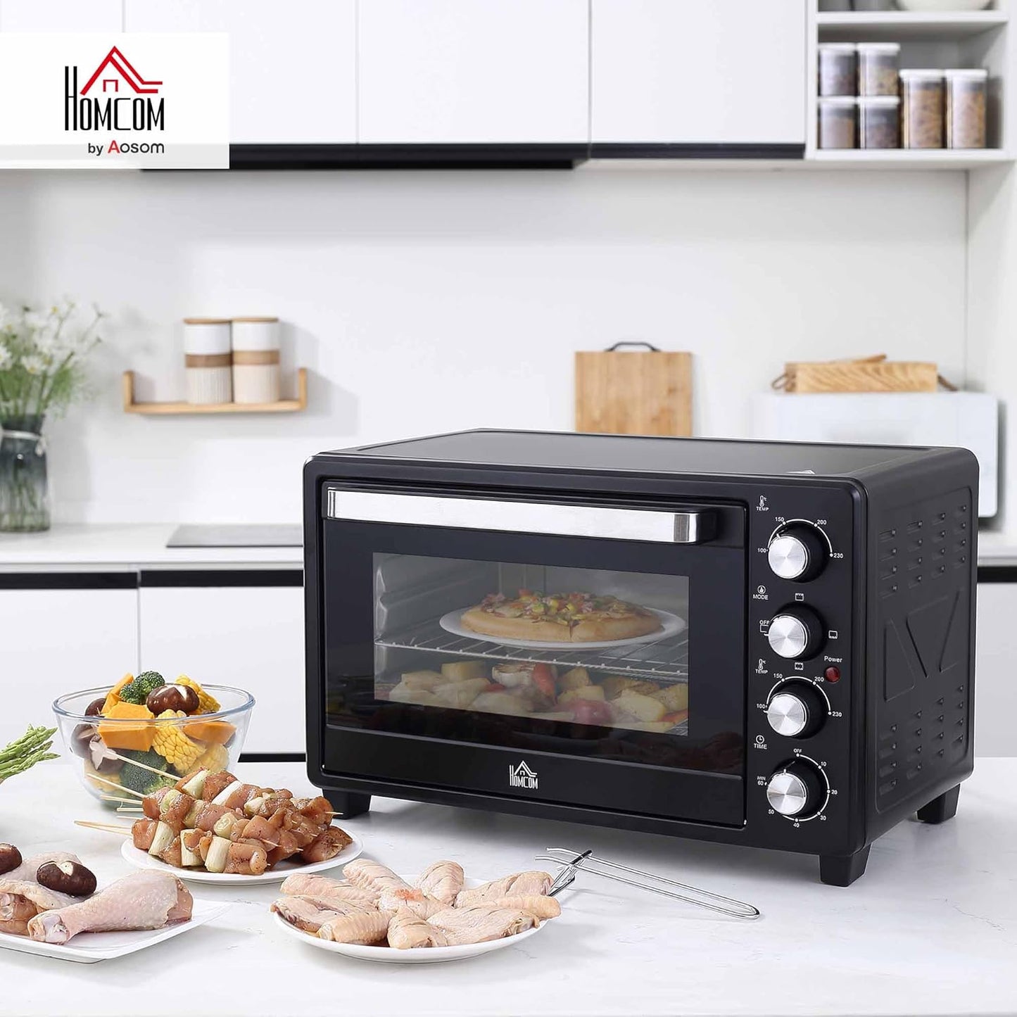 Mini-Backofen mit Timer und 3 Kochmodi, Schwarz