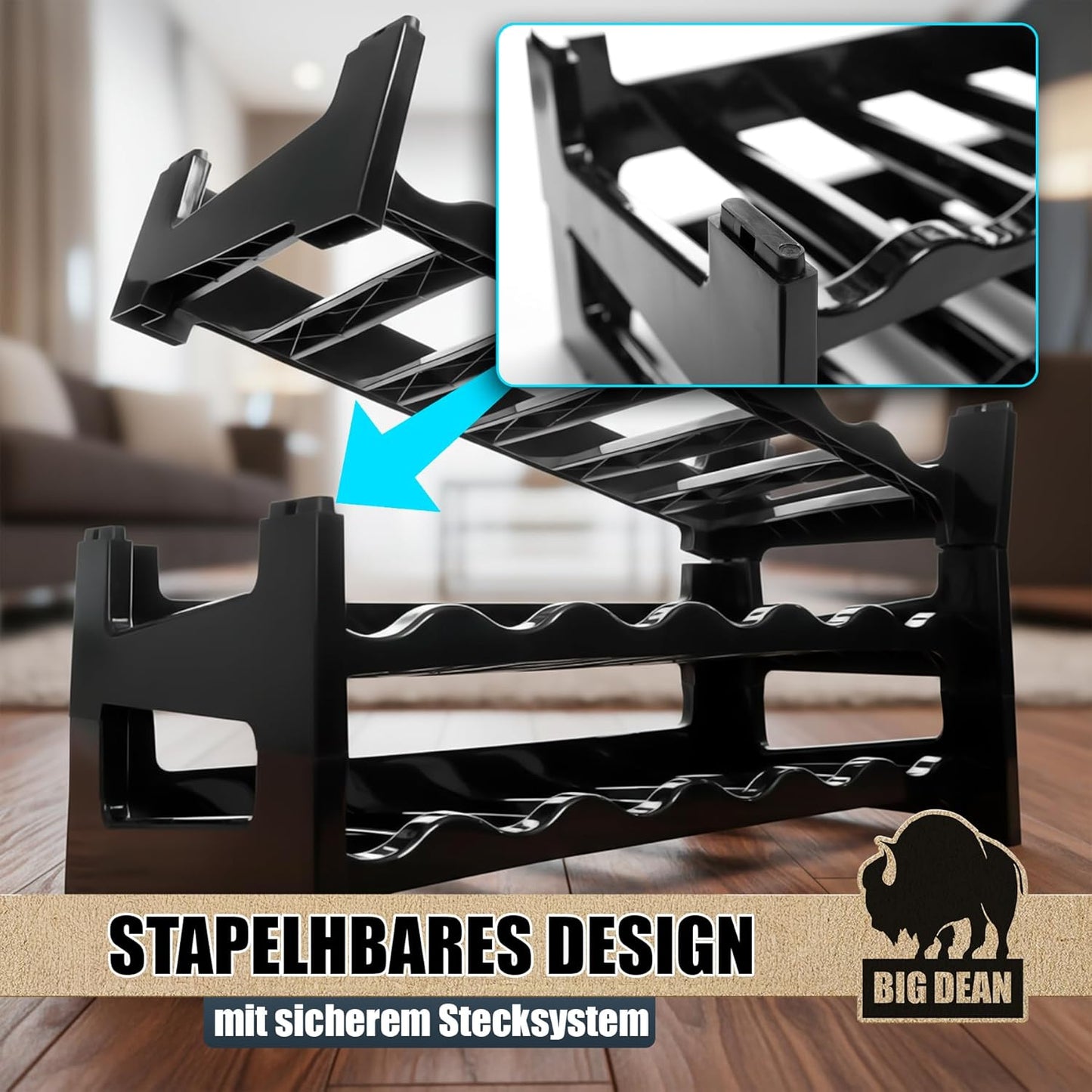 Stapelbares Flaschenregal-System für 24 Flaschen, 4 Stück (24 Flaschen)