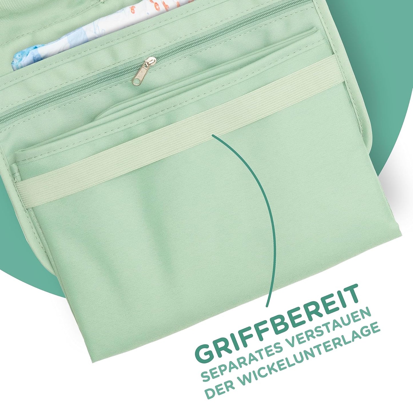 Windeltasche mit Wickelunterlage, Gesteppt