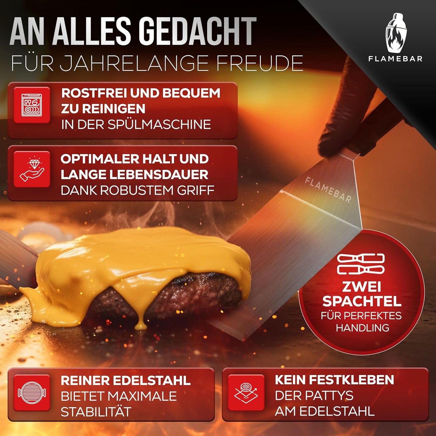 6-teiliges Burgerpresse-Set mit Burgerglocke, Burgerspiesse & Grillspachtel