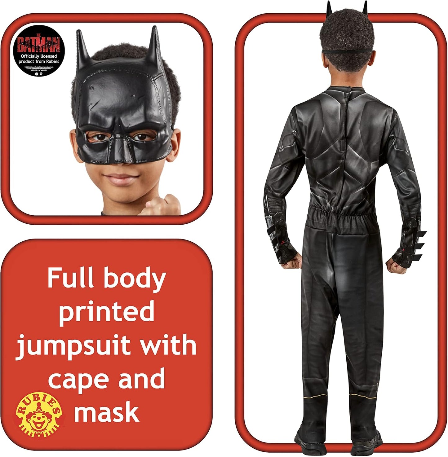 Kinder Batman-Kostüm, S Schwarz / Weiß