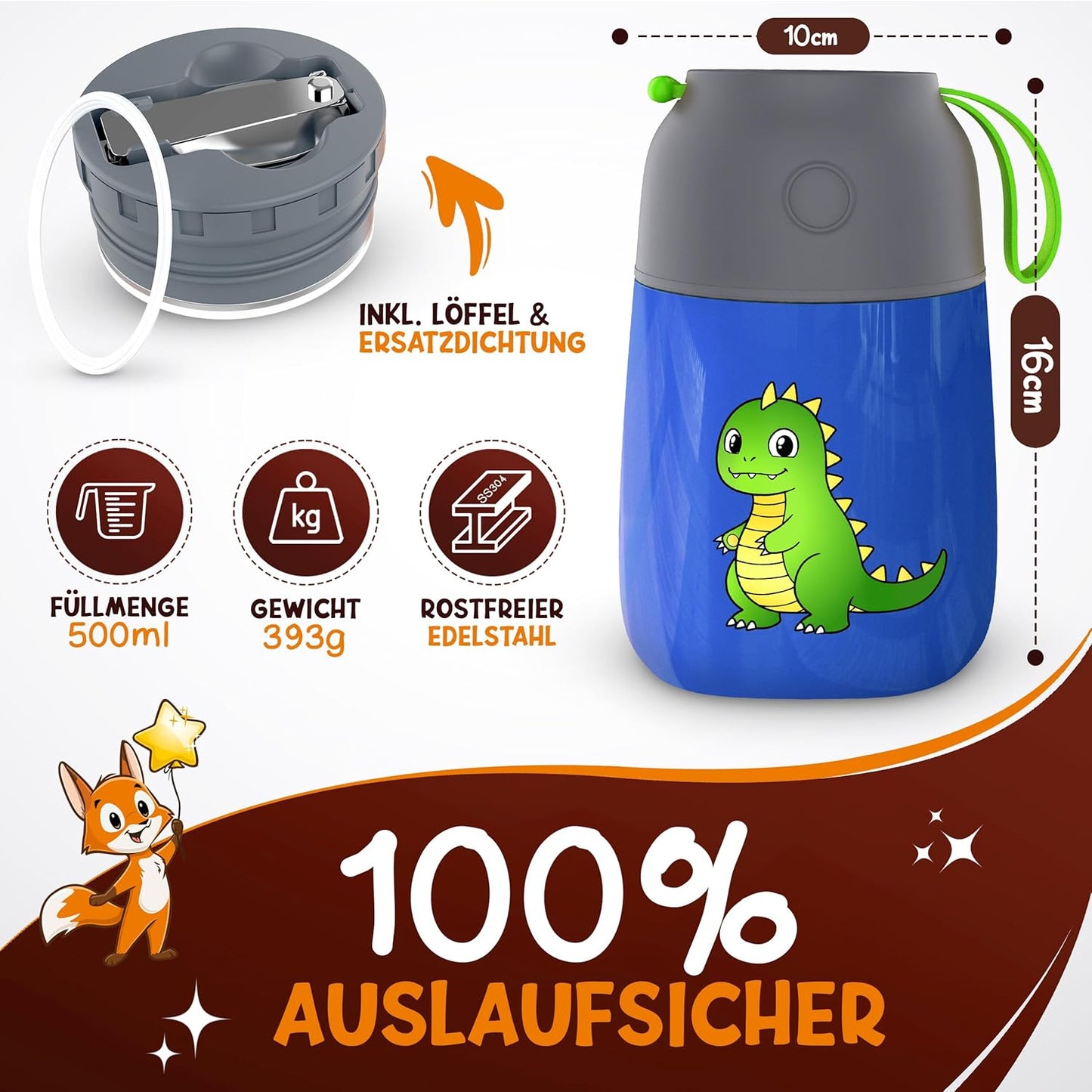 Thermobehälter für Kinderessen, 500ml, auslaufsicher, Blau