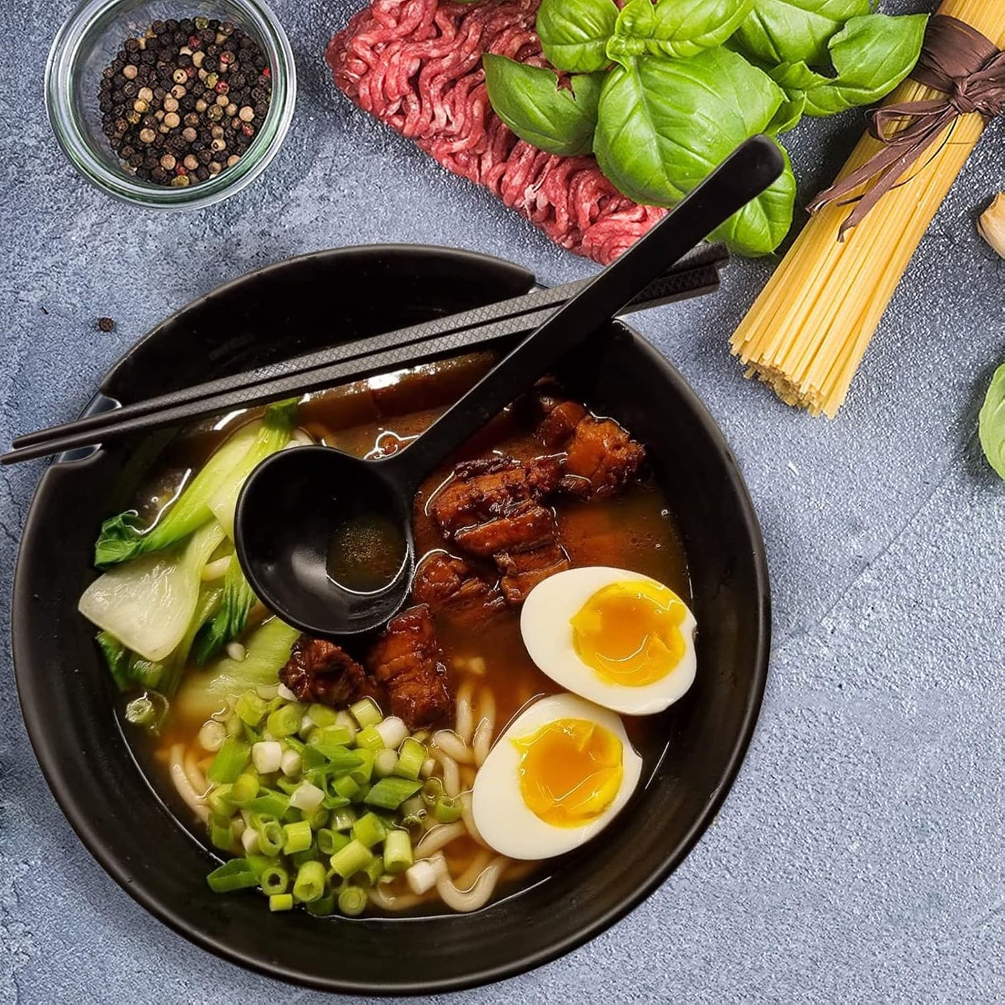 Ramen Schüssel Set mit Löffel & Essstäbchen (2 Stück)