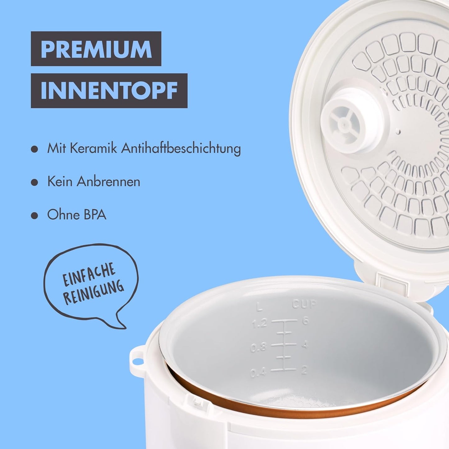 Reiskocher und Dampfgarer, Weiss, Starter Set 1,2L