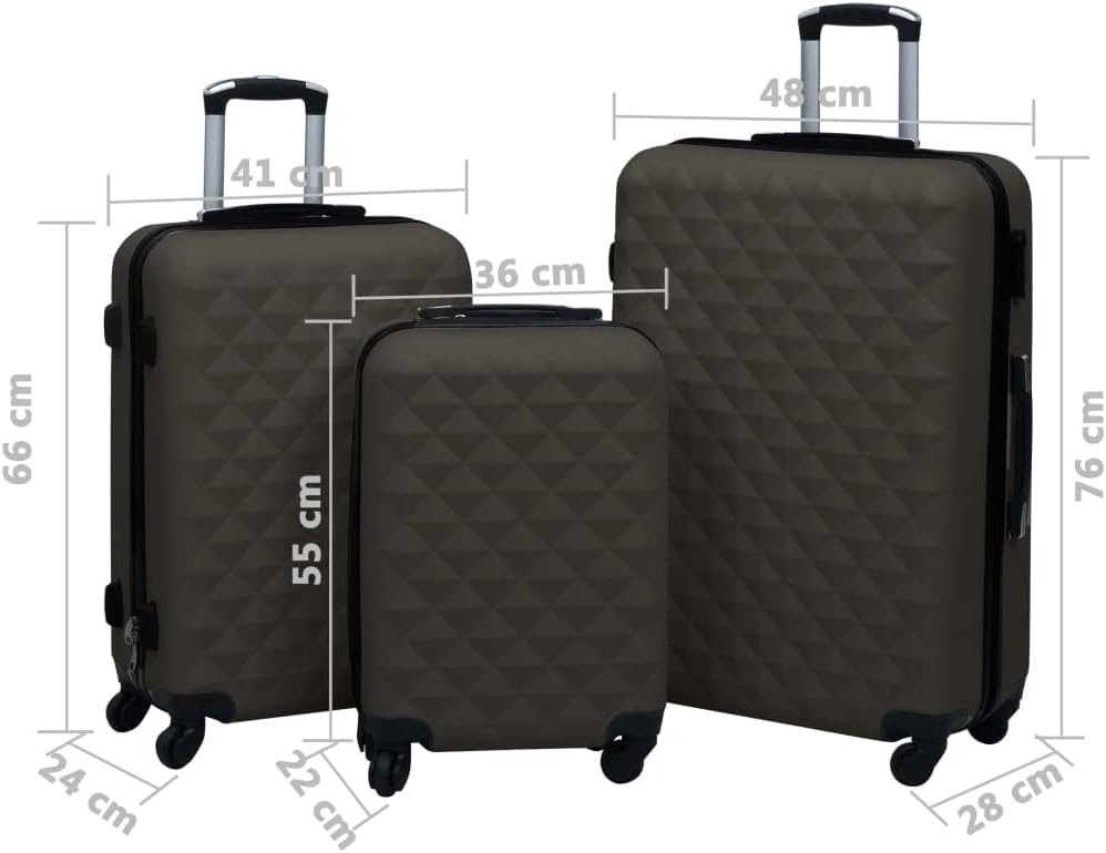 3-teiliges Hartschalenkoffer-Set, Anthrazit