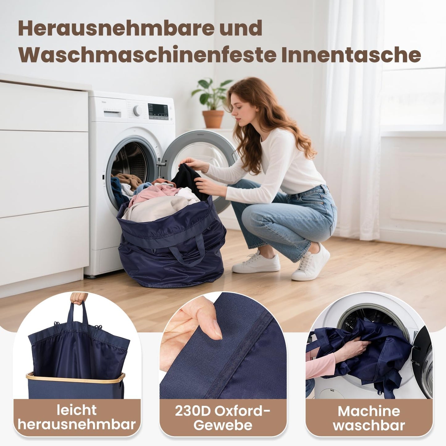 Wäschekorb mit Deckel, Blau