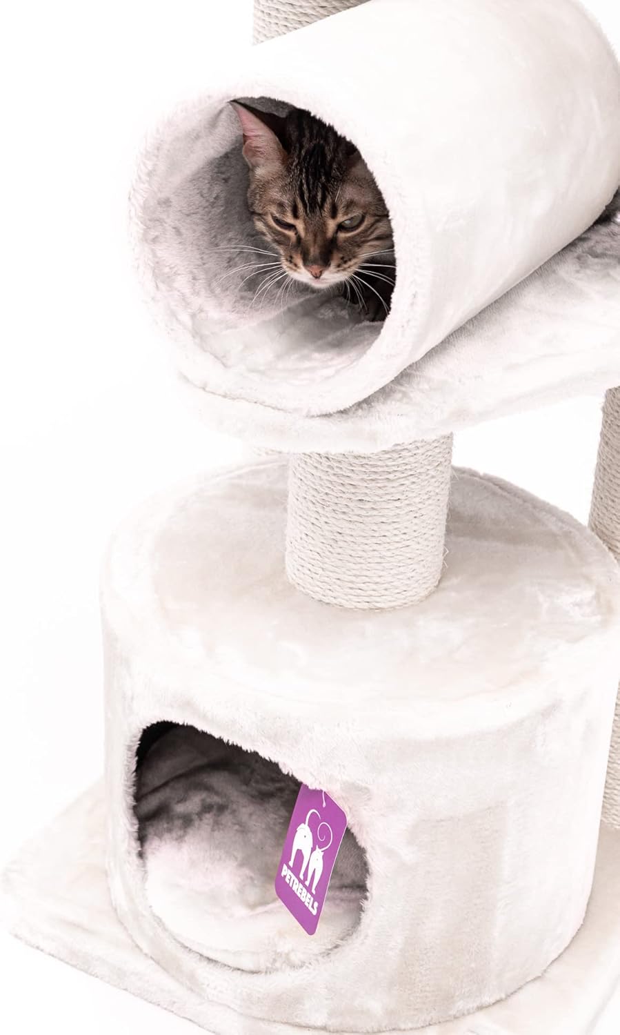 Kompakter Kratzbaum für Seniorenkatzen, Creme