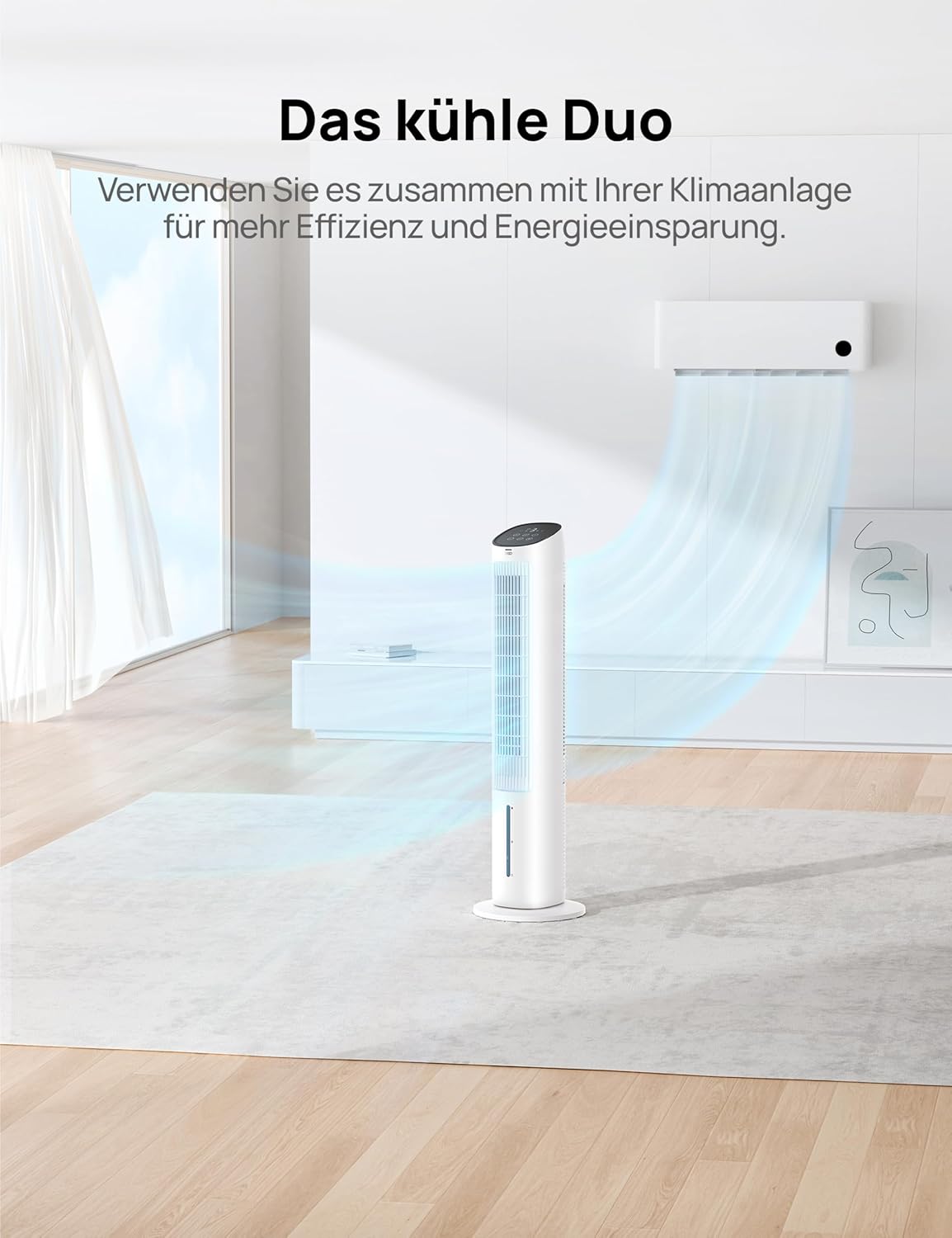 Turmventilator mit Kühlung, Weiss