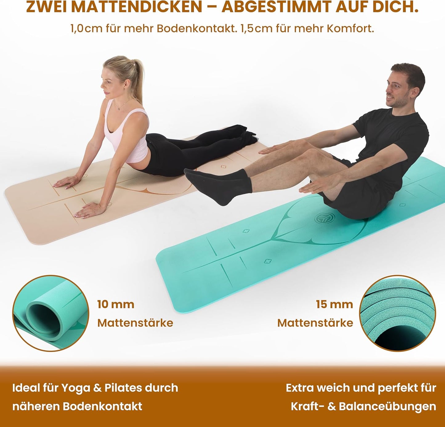 Rutschfeste Yogamatte, Dick (1,5 cm) Türkis