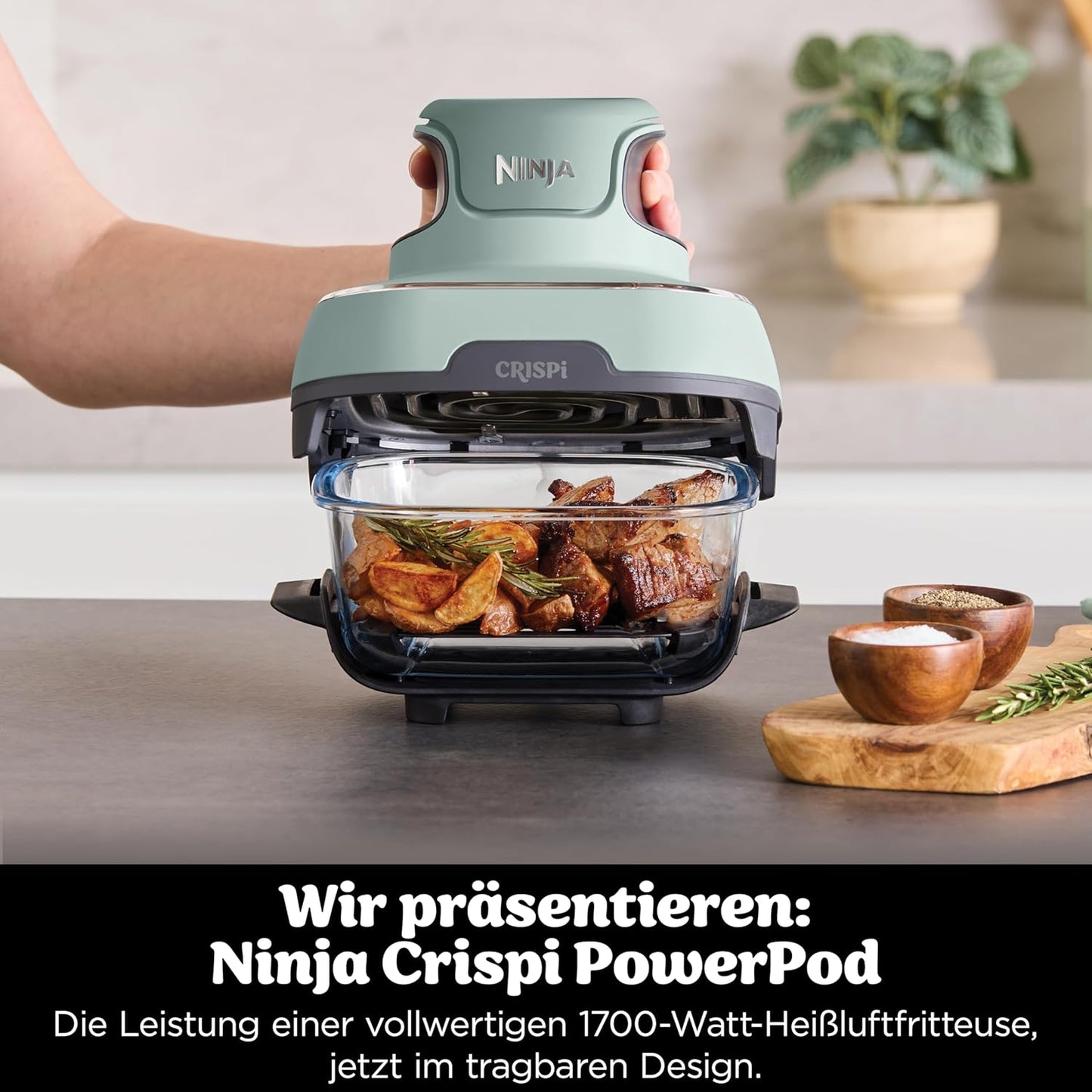 Crispi 4-in-1 Heissluftfritteuse FN101EUSG, Sage