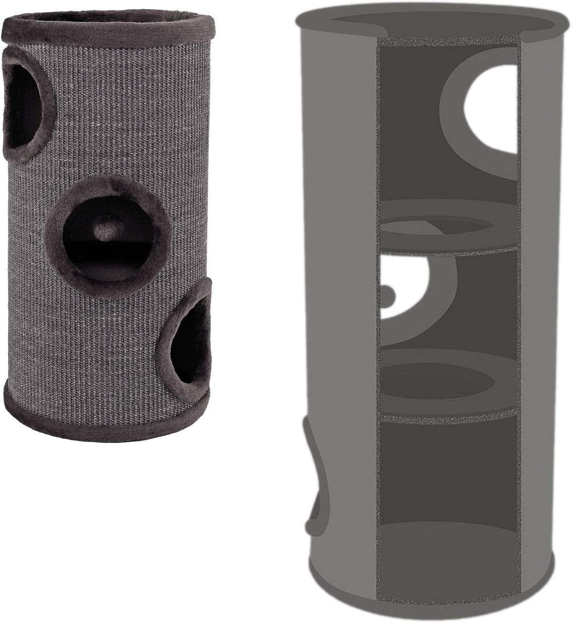 Kratztonne mit Spielball & Verstecken, Grau 70 cm Höhe