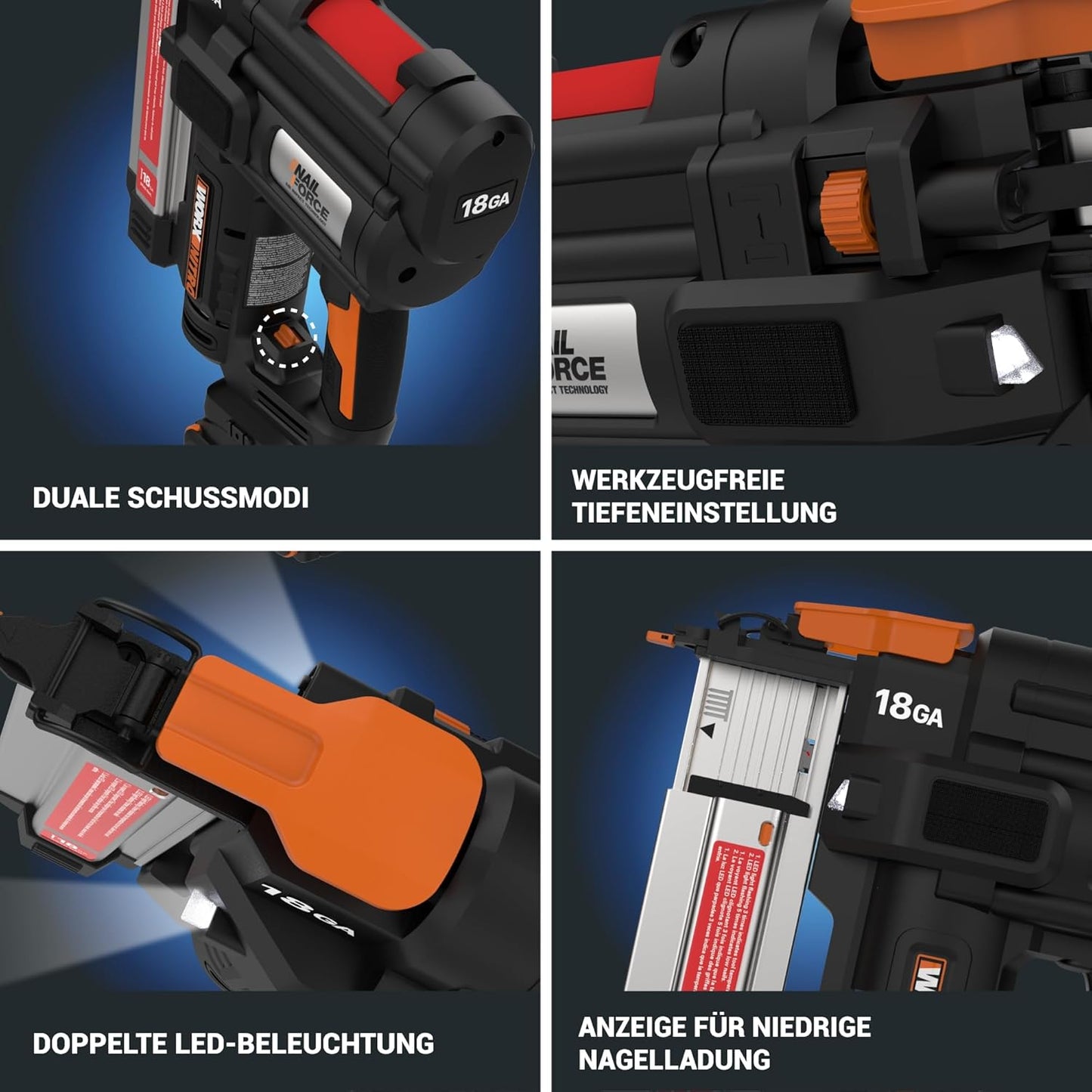 WX842.9 Nitro Akku-Nagler, Nagler Für Nägel bis 50mm - Nitro Version ohne Akku & Ladegerät