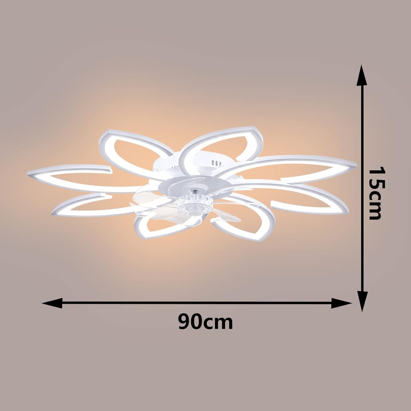 Deckenventilator mit LED-Beleuchtung und Fernbedienung, 90CM
