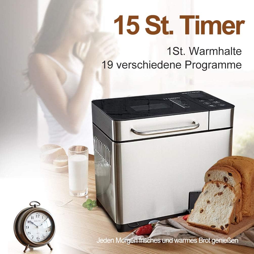 Brotbackautomat mit 19 Programmen und 15 Std. Timer