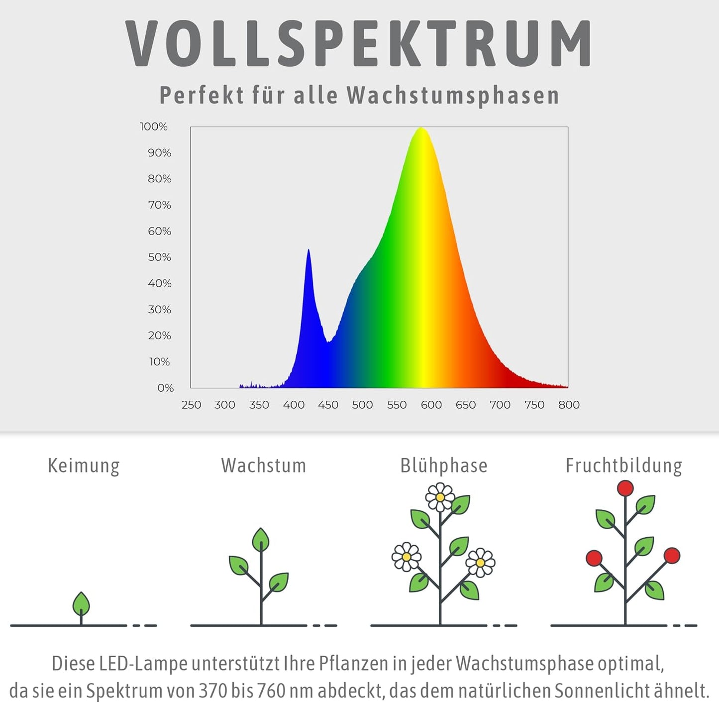 Vollspektrum LED Pflanzenlampen-Set, 4 Stück