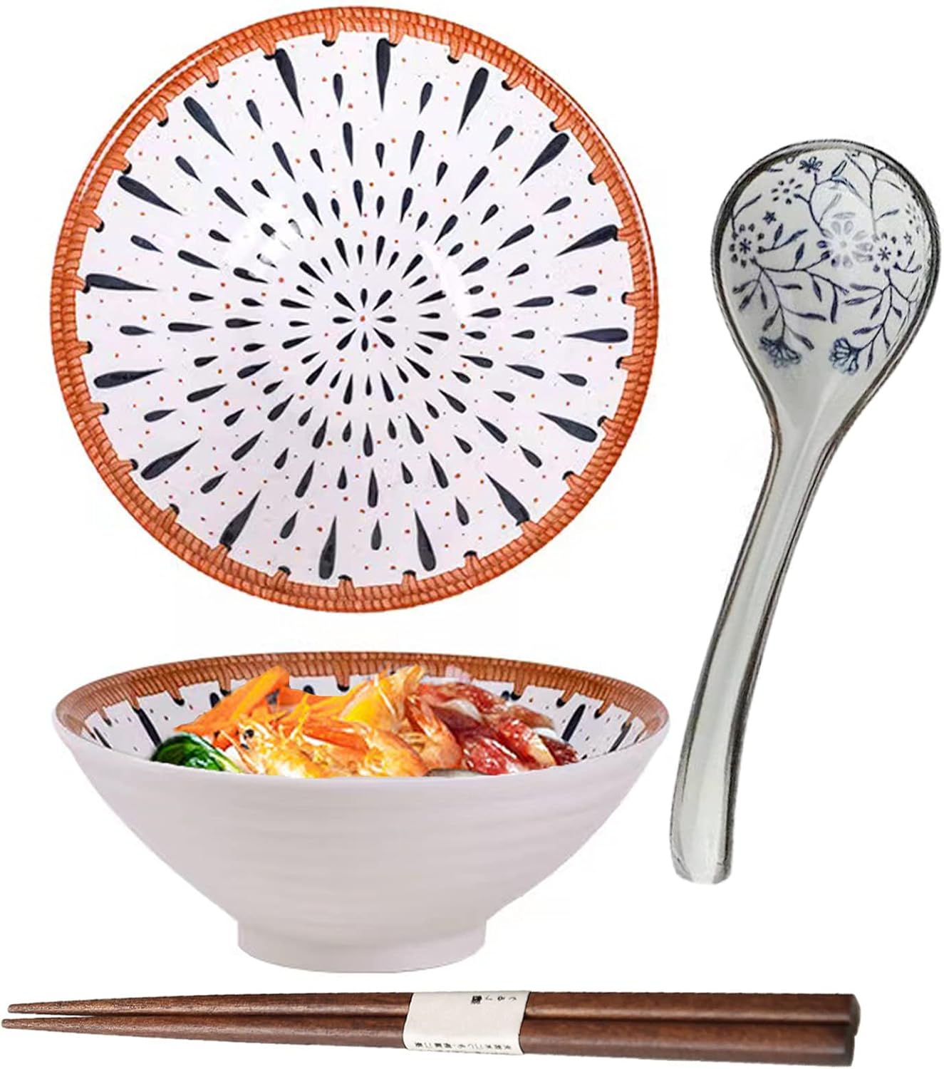 Ramen Bowl Set mit Löffel & Essstäbchen, C