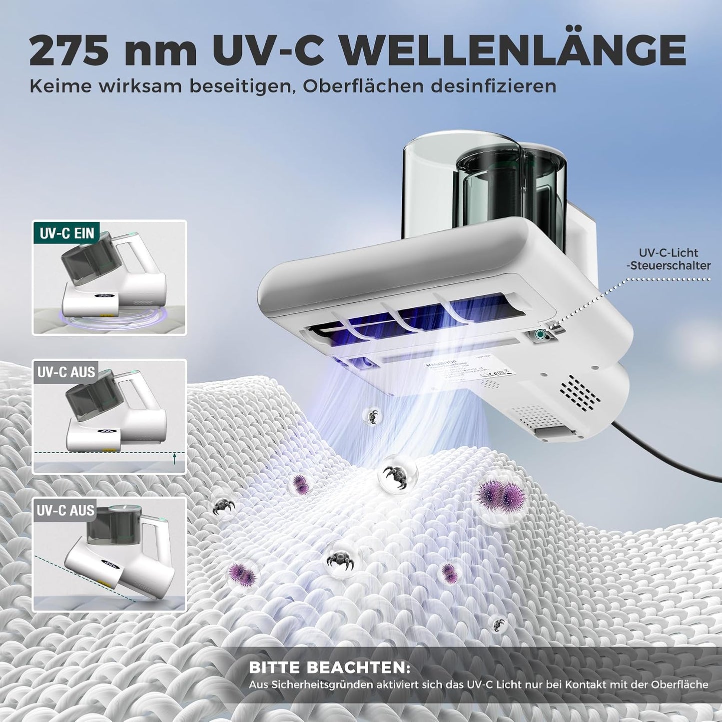 HH24146 Milbensauger mit UV-Licht & Heissluft 60℃