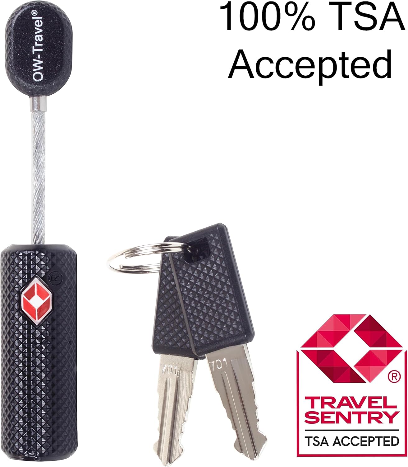 Kofferschloss, 70) Schwarz - Kabelschloss mit Schlüssel: 4 Pack