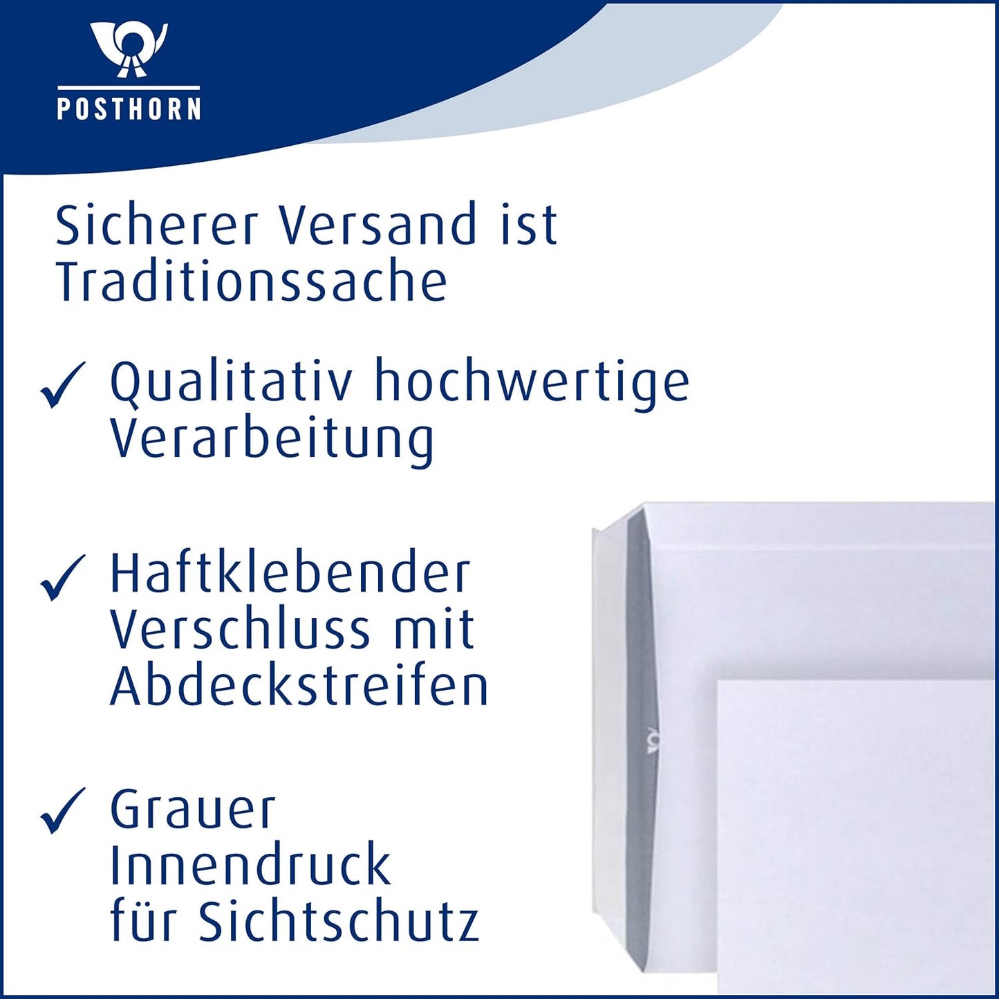Versandtaschen B5 (500 Stück), weiss / haftklebend