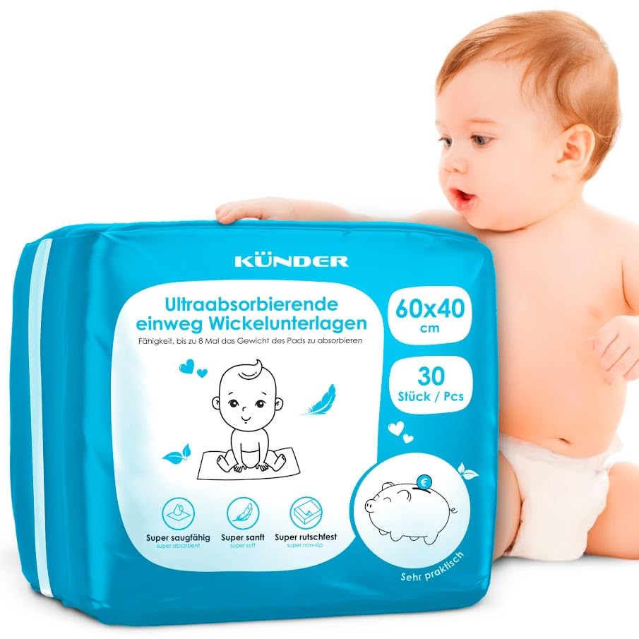 Baby-Wickelunterlagen Einweg (30 Stück, 60x40 cm), 30 60x40 cm