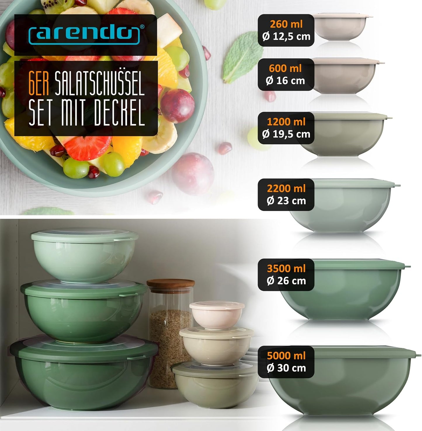 Salatschüssel-Set mit Deckeln