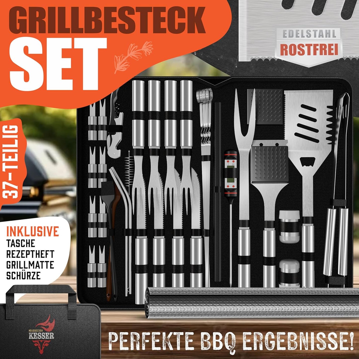 Grillbesteck Set, Silber