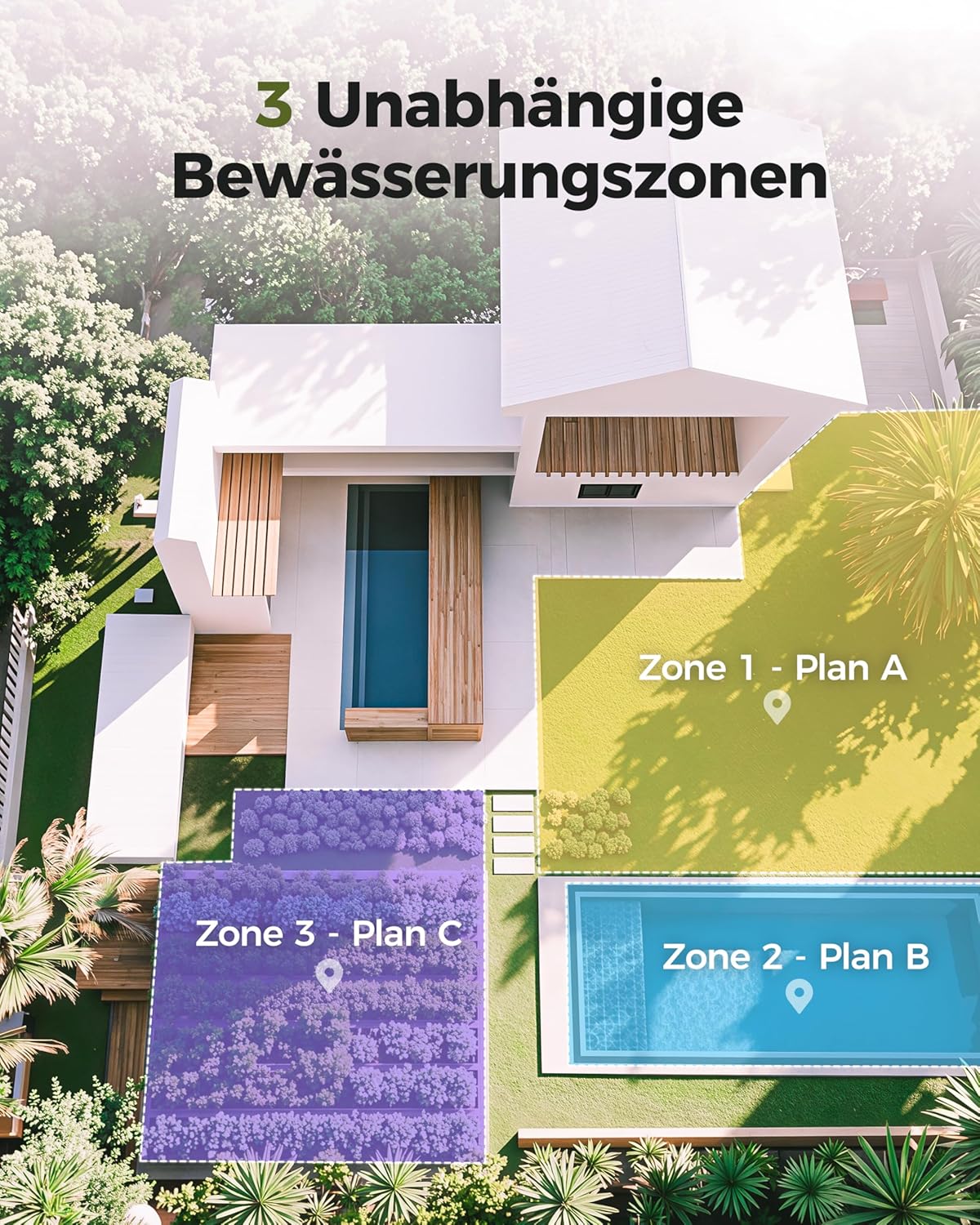 Bewässerungscomputer mit LCD-Display, 3 Ausgänge
