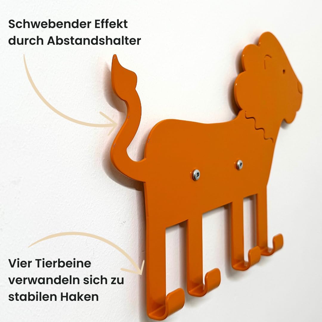 Kindergarderobe mit Löwenmotiv, Löwe - Orange