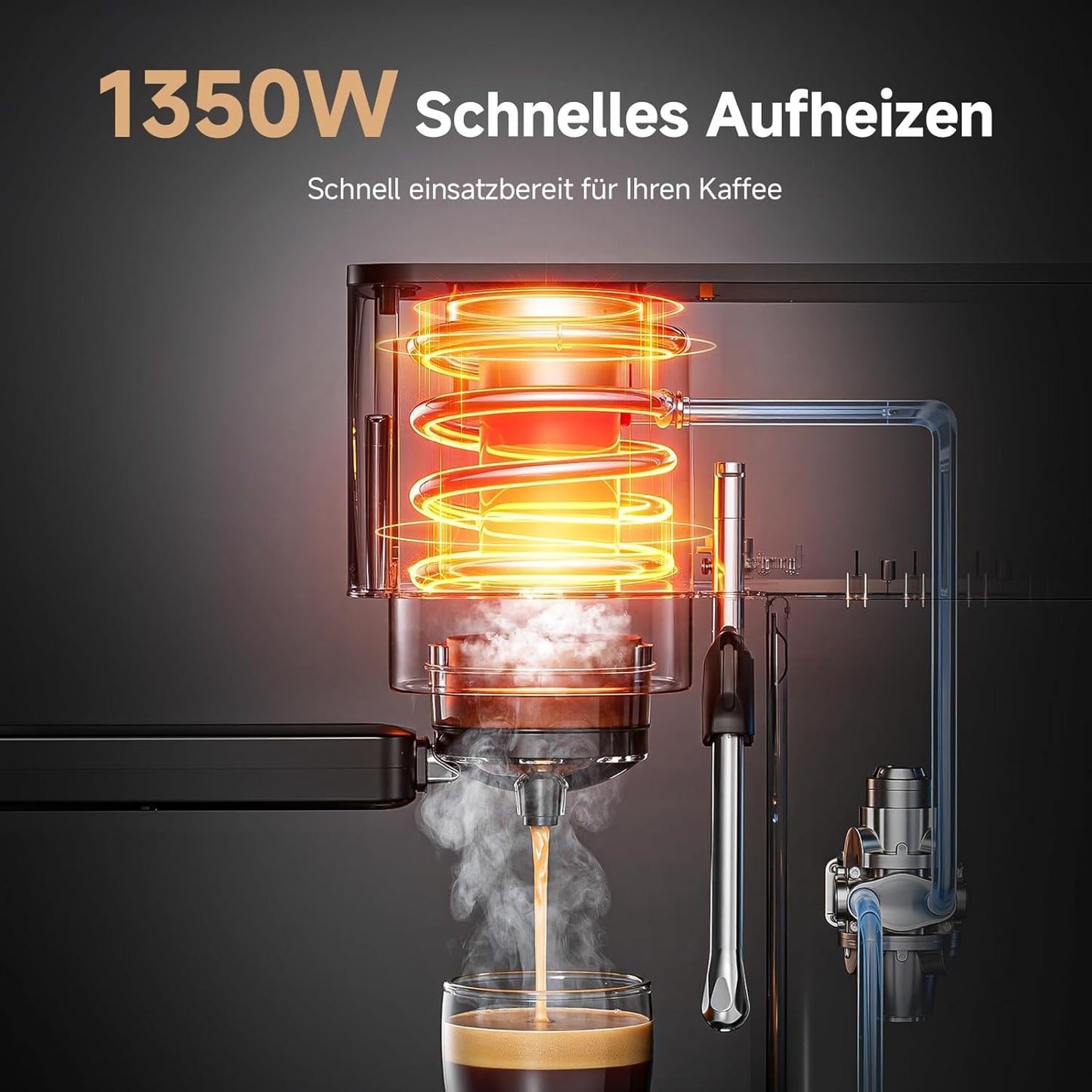 Siebträgermaschine mit Milchaufschäumer, All Black