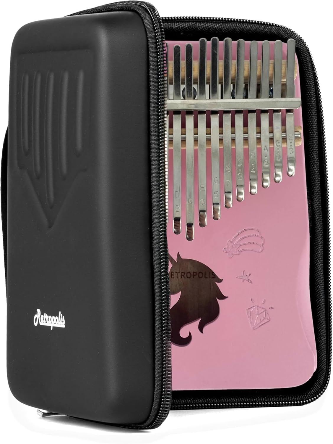 Kalimba mit Etui und Zubehör, Rosa