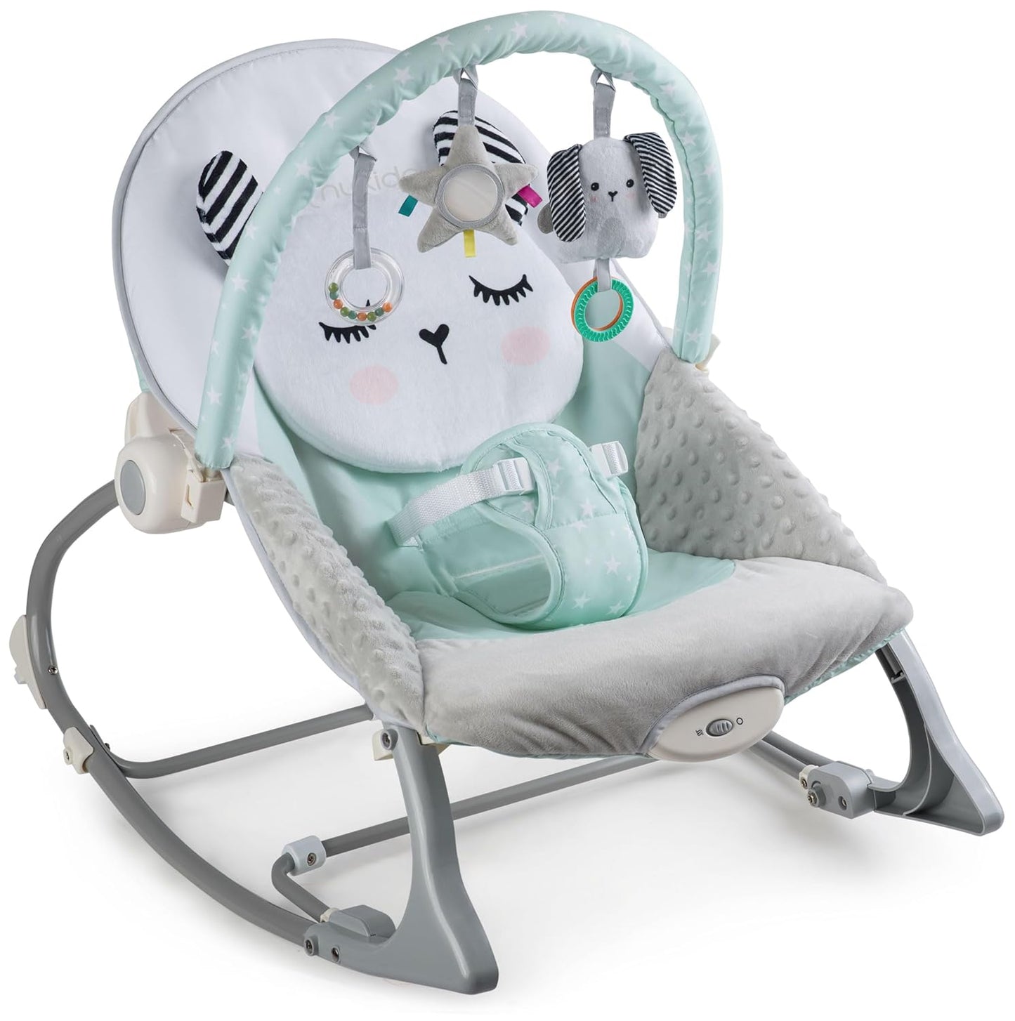 Babywippe mit Vibration und Spielzeugen, Grau-Minze