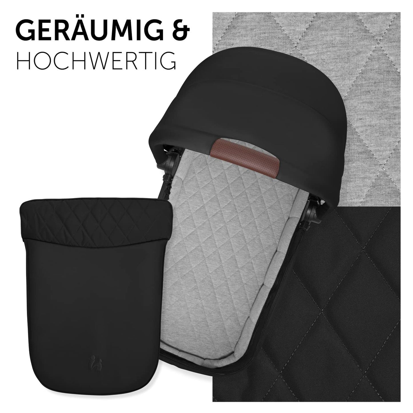 Babywanne Walk N Care mit Memory-Knöpfen für Kinderwagen, Black Babywanne